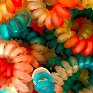 5 Blue/Clear/Pink Mini Spiral Hair Tie Favor Set – Cute, Colorful & Practical!